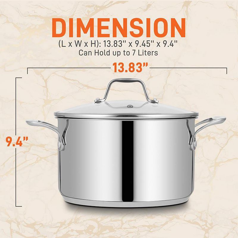 NutriChef Heavy Duty 8 Quart Stainless Steel Soup Stock Pot with Handles and Lid