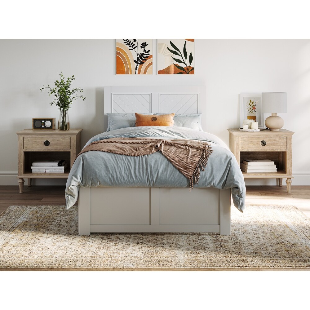 AFI Canyon Twin XL Platform Bed with Footboard   2 Drawers in White