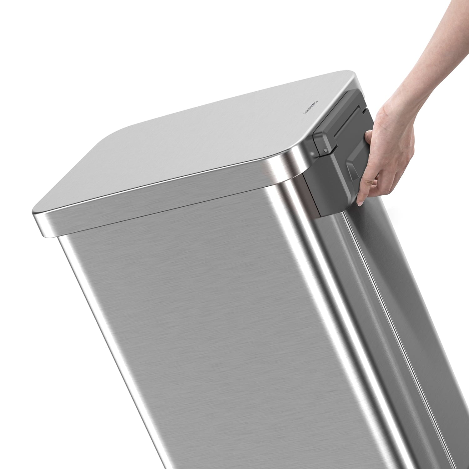 Qualiazero 13.2 Gallon Trash Can, Stainless Steel Step On Slim Kitchen Trash Can, Silver