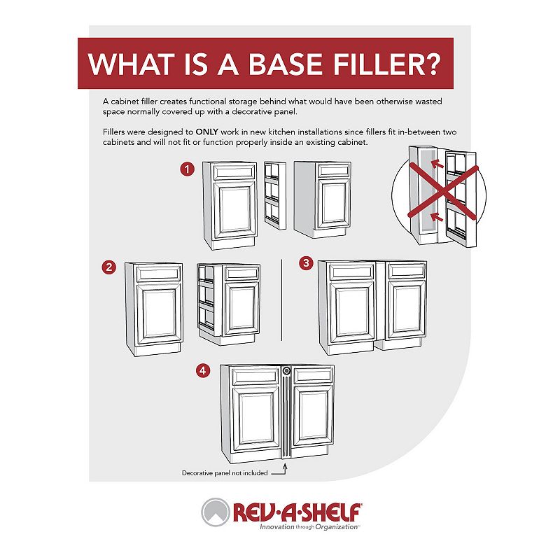 Rev-A-Shelf 6 Pull Out Cabinet Organizer for Base Filler， Maple， 432-BFSC-6C