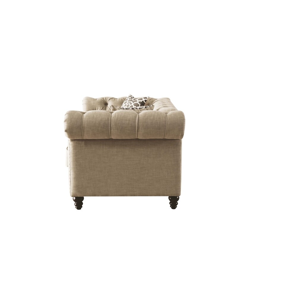 Beige Linen loveseat with 2 Pillows