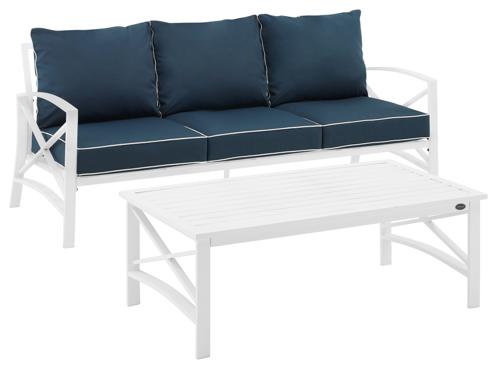 Kaplan 2 Piece Outdoor Sofa Set  Sofa and Coffee Table   Contemporary   Outdoor Lounge Sets   by Crosley  Houzz