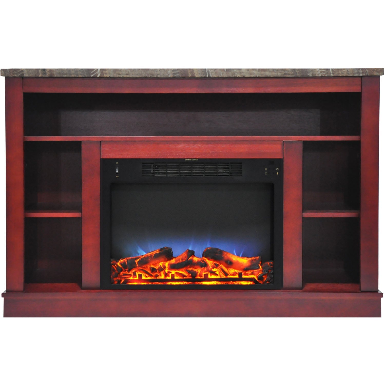 Cambridge Seville 47'' Freestanding Electric Multi-Color LED Fireplace with Log Insert and Remote | Cherry Mantel | For Rooms up to 210 Sq.Ft. | Adjustable Heat Settings | Timer