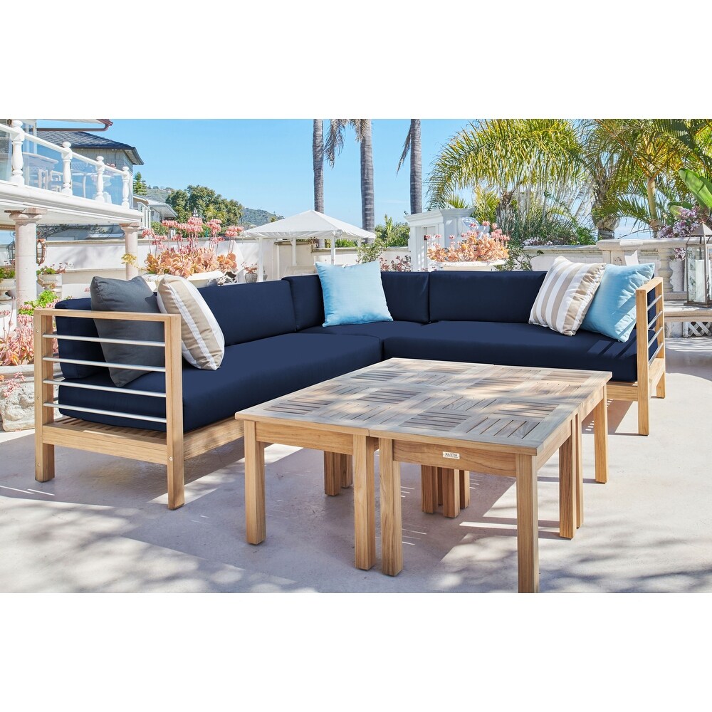 Leon Teak Outdoor Sectional Corner with Sunbrella Cushion