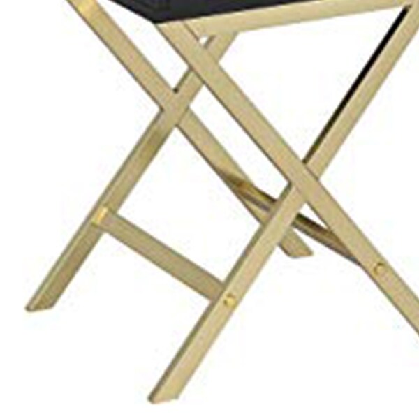 Stylish Side Table， Black and Gold - 24 H x 12 W x 16 L Inches