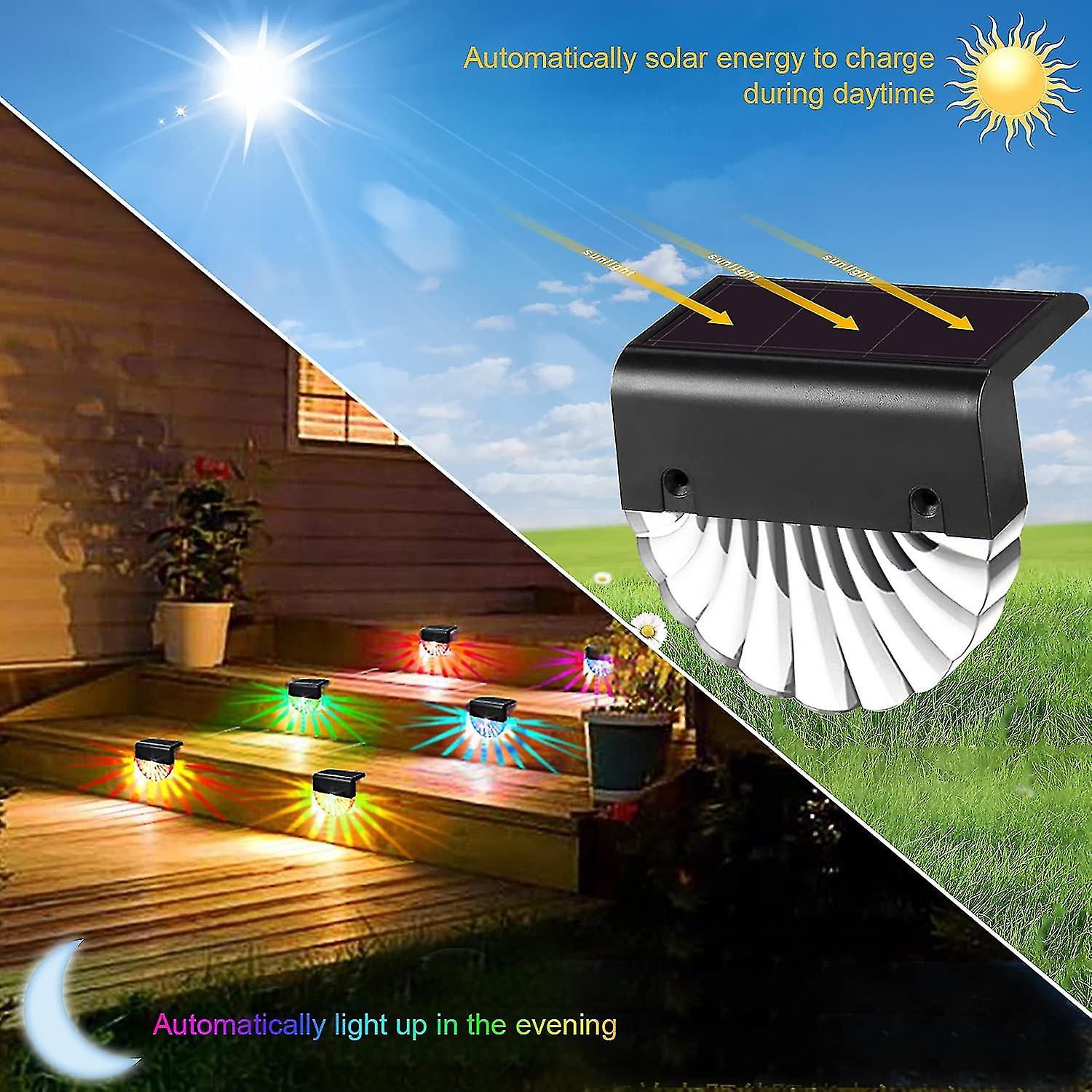 Solar Led Outdoor Wall Lights， 4pcs Path Lights，color Changing Led Garden Fence Lights，walk-in Wall Garden Path Lights