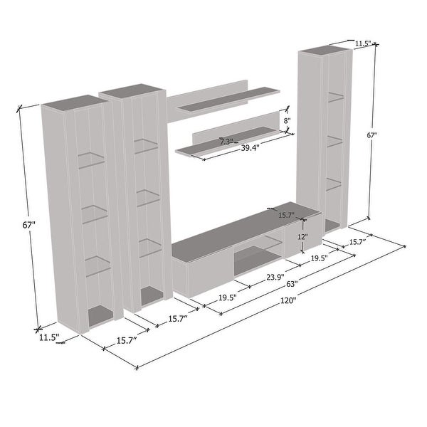 Fly CD2 33TV Wall Mounted Floating Modern Entertainment Center