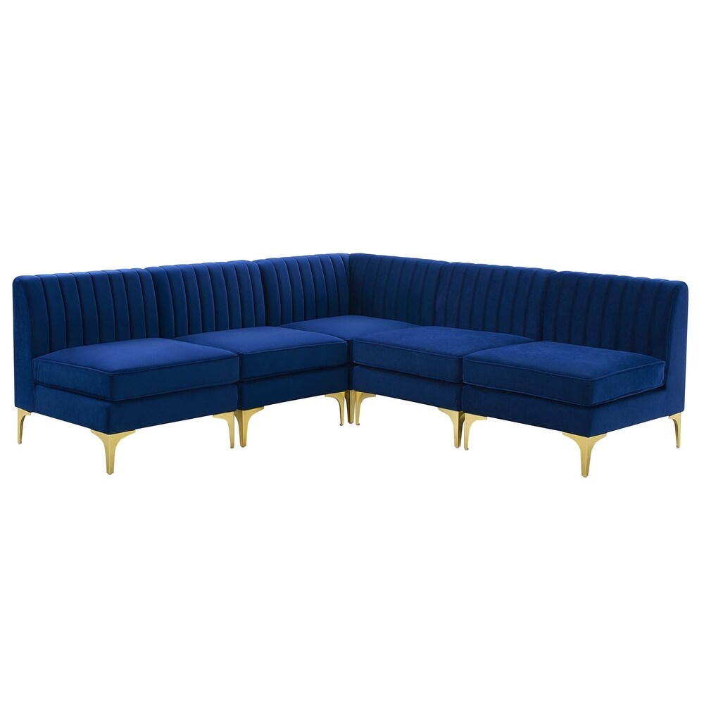 Triumph Channel Tufted Performance Velvet 5 Piece Sectional Sofa