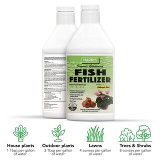 Harris 9 Gal. Expanding Coco Coir Pith (4 Brick Pack) and 32 oz. Organic Gardening Liquid Fish Fertilizer COCO4-FISH32