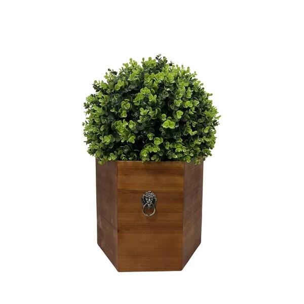 24 Ball Topiary in Redwood Pot，Artificial Faux Plant for indoor and outdoor