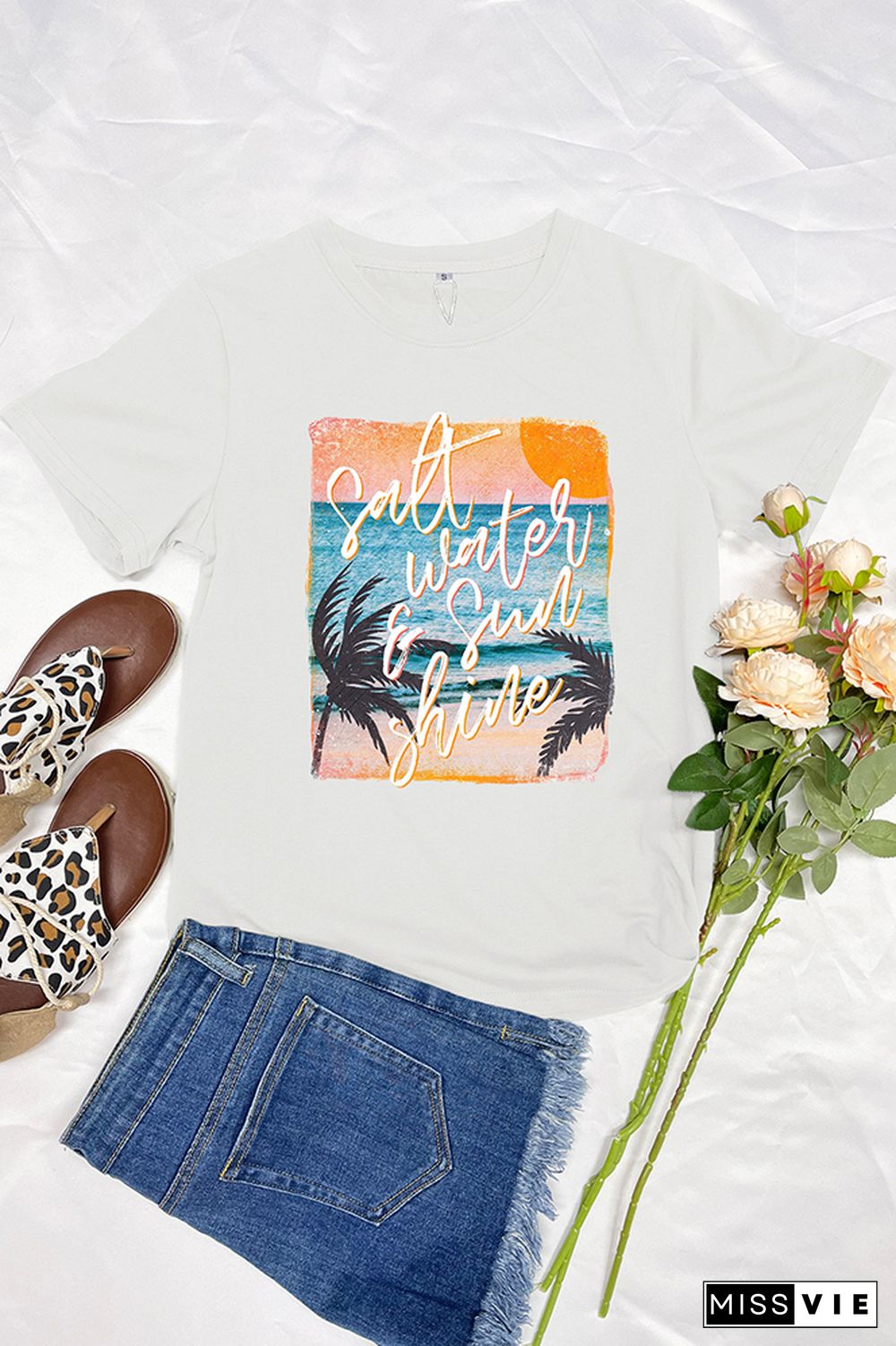 Salt Water & Sunshine Retro Graphic Tee Wholesale