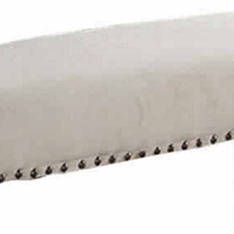 Rubber Wood Bench With Nail trim head design Brown and Cream