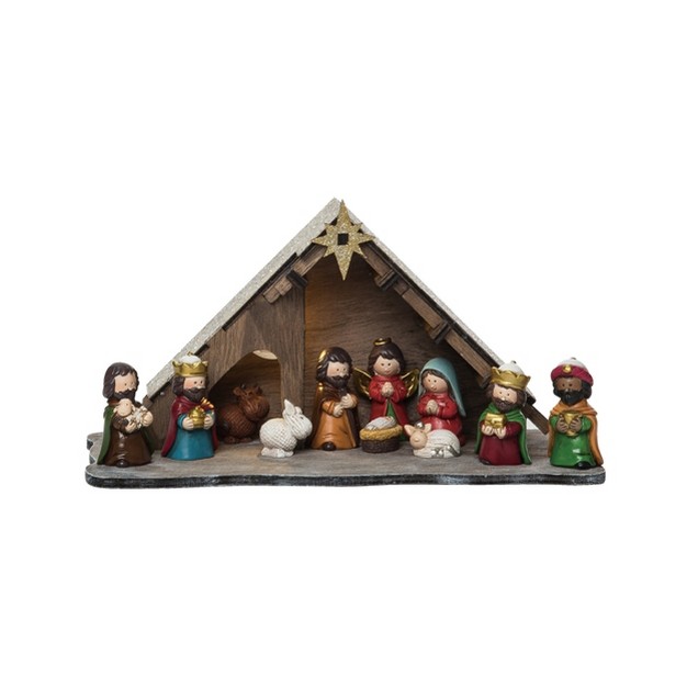 Transpac Resin 8 In Multicolored Christmas Light Up Children Nativity Figurine Set Of 12