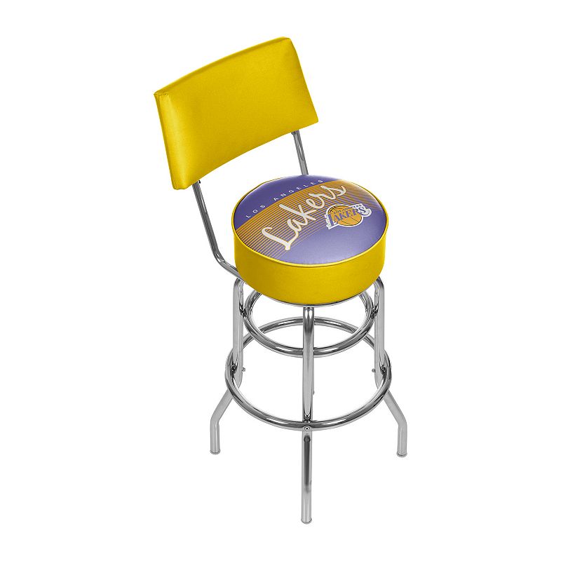 Los Angeles Lakers Hardwood Classics Padded Swivel Bar Stool with Back