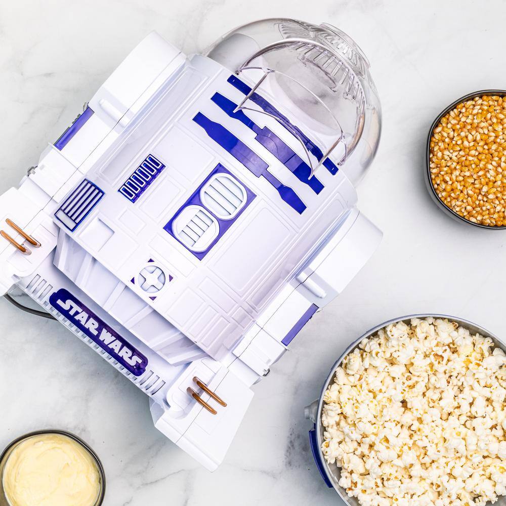 Uncanny Brands 2 oz. Kernel Capacity in BlueWhite with Fully Operational Droid Kitchen Appliance Star Wars R2D2 Popcorn Maker POP-SRW-R2D2