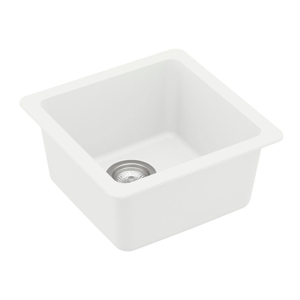 Karran White Quartz 17 in. Undermount Bar Sink QU-690-WH