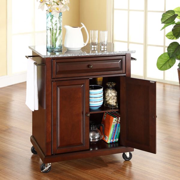 Compact Granite Top Kitchen Cart