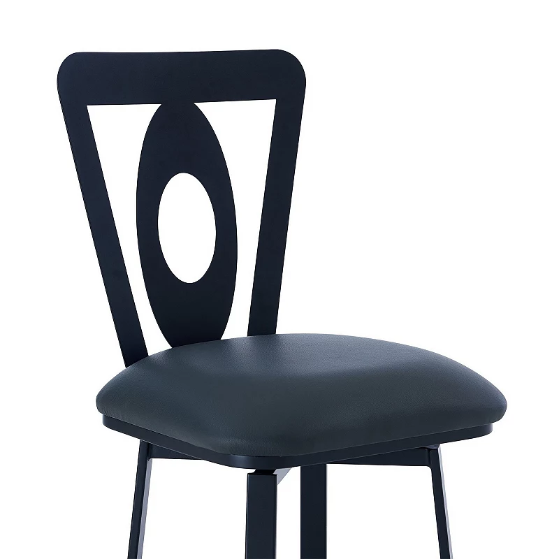 30 Inches Leatherette Barstool with Oval Cut Out， Black