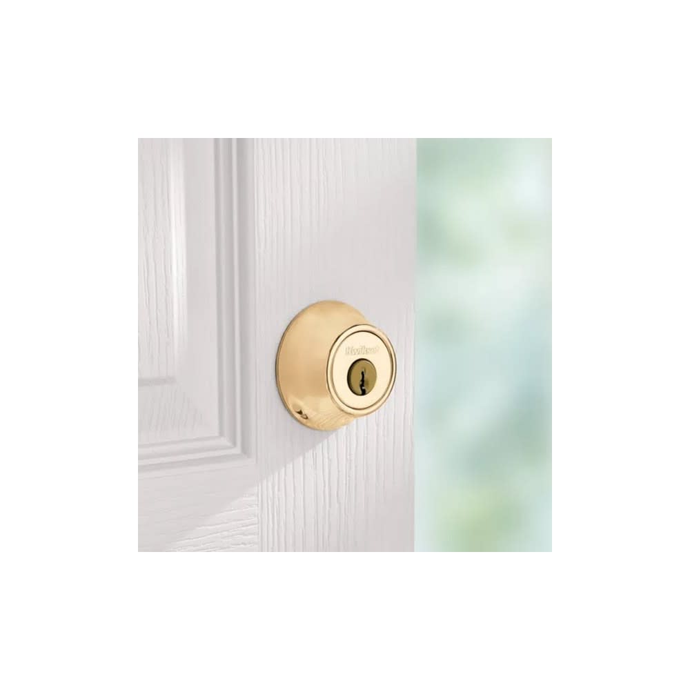 Polished Brass Single Cylinder Deadbolt with Pin and Tumbler ;