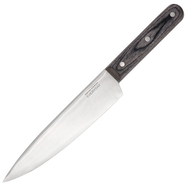 Martha Stewart Everyday 8 Inch Stainless Steel Chef Knife In Dark Gray With Wood Handle