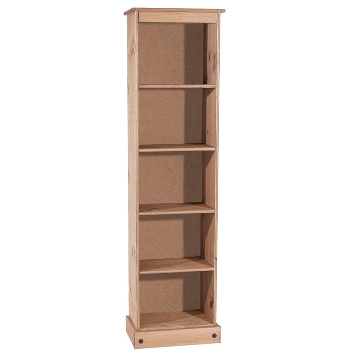 Wood Bookcase Tall Narrow Corona Collection  Furniture Dash