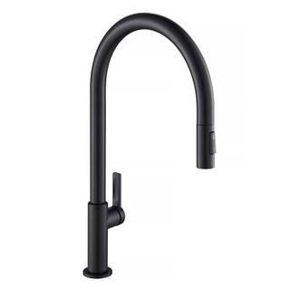 KRAUS Oletto High-Arc Single-Handle Pull-Down Sprayer Kitchen Faucet in Matte Black KPF-2821MB