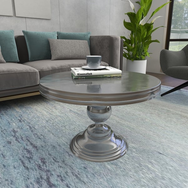 Silver Aluminum Traditional Coffee Table 19 x 30 x 30