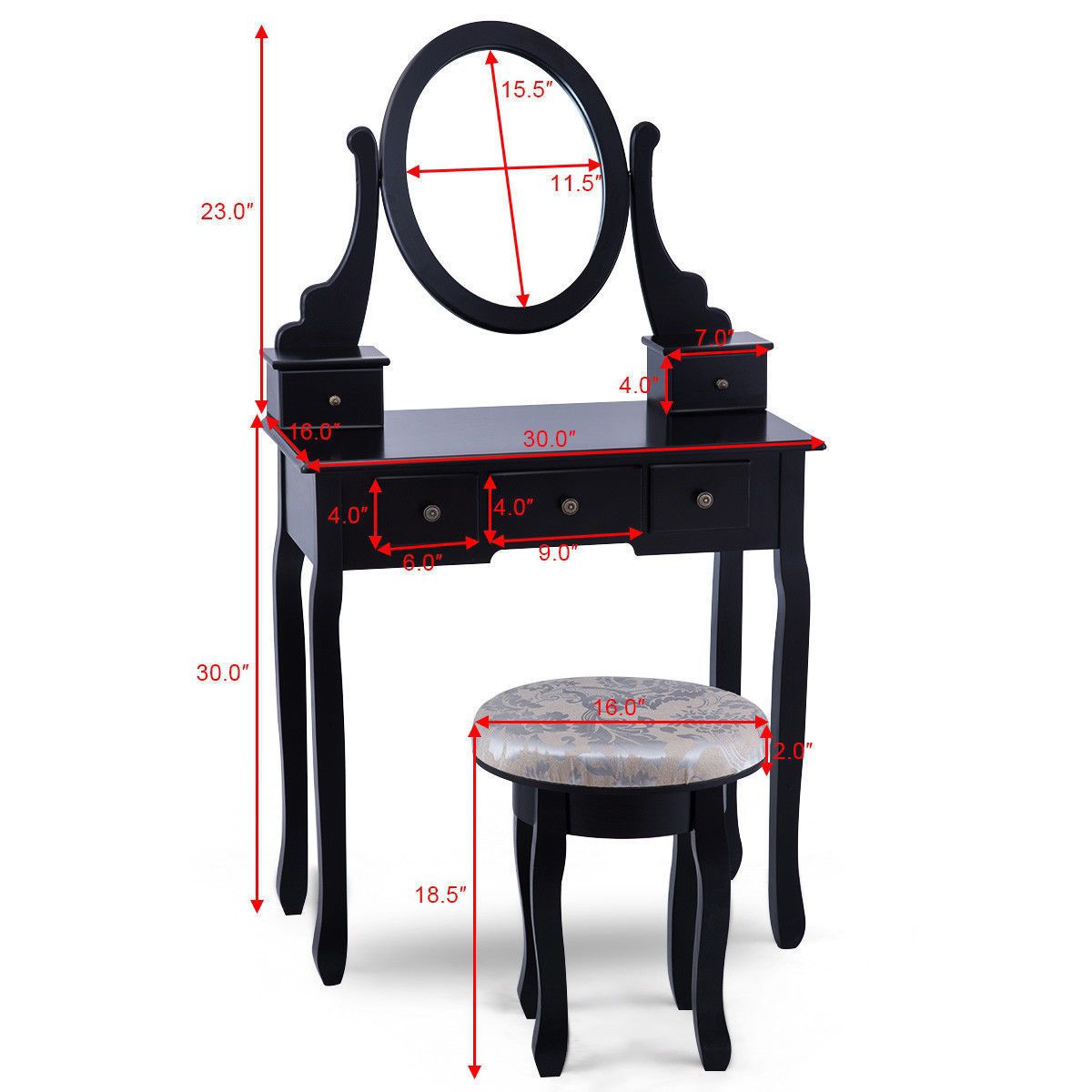 Vanity Makeup Table Set Bedroom Furniture with Padded Stool