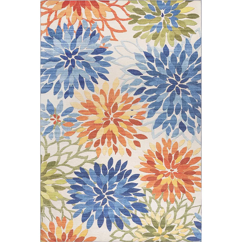 nuLOOM Rosana Floral Machine Washable Indoor Outdoor Area Rug