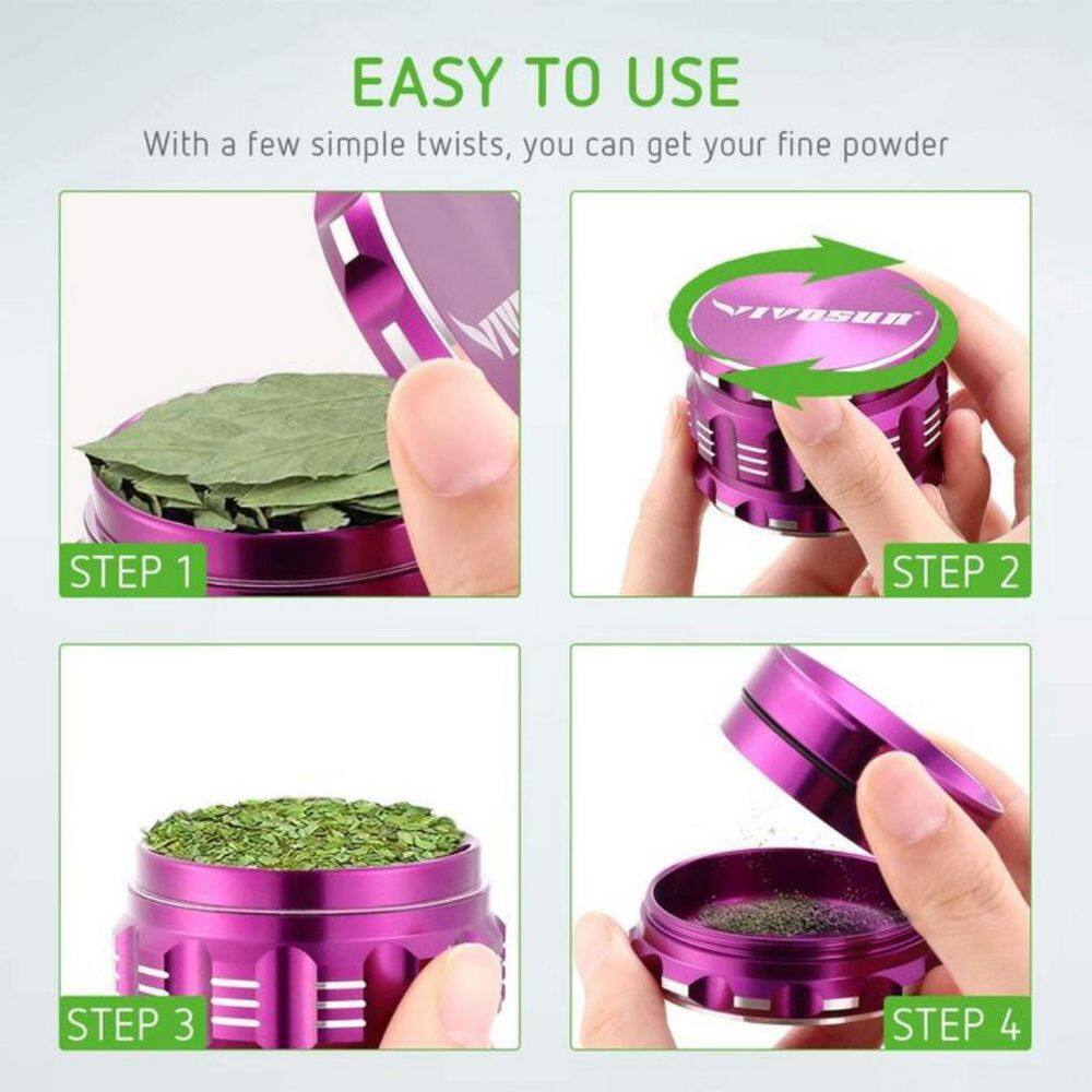 VIVOSUN 2.5 in. Herb Grinder Aluminium Spice Grinder With Pollen Scraper for Kitchen in Purple X002DW0HSJ