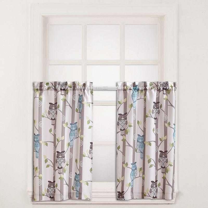 No. 918 2-pack Hoot Owl Tier Kitchen Window Curtain Set