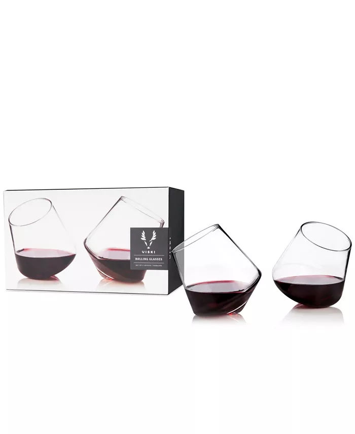 Viski Rolling Crystal Wine Glasses Set of 2 12 Oz