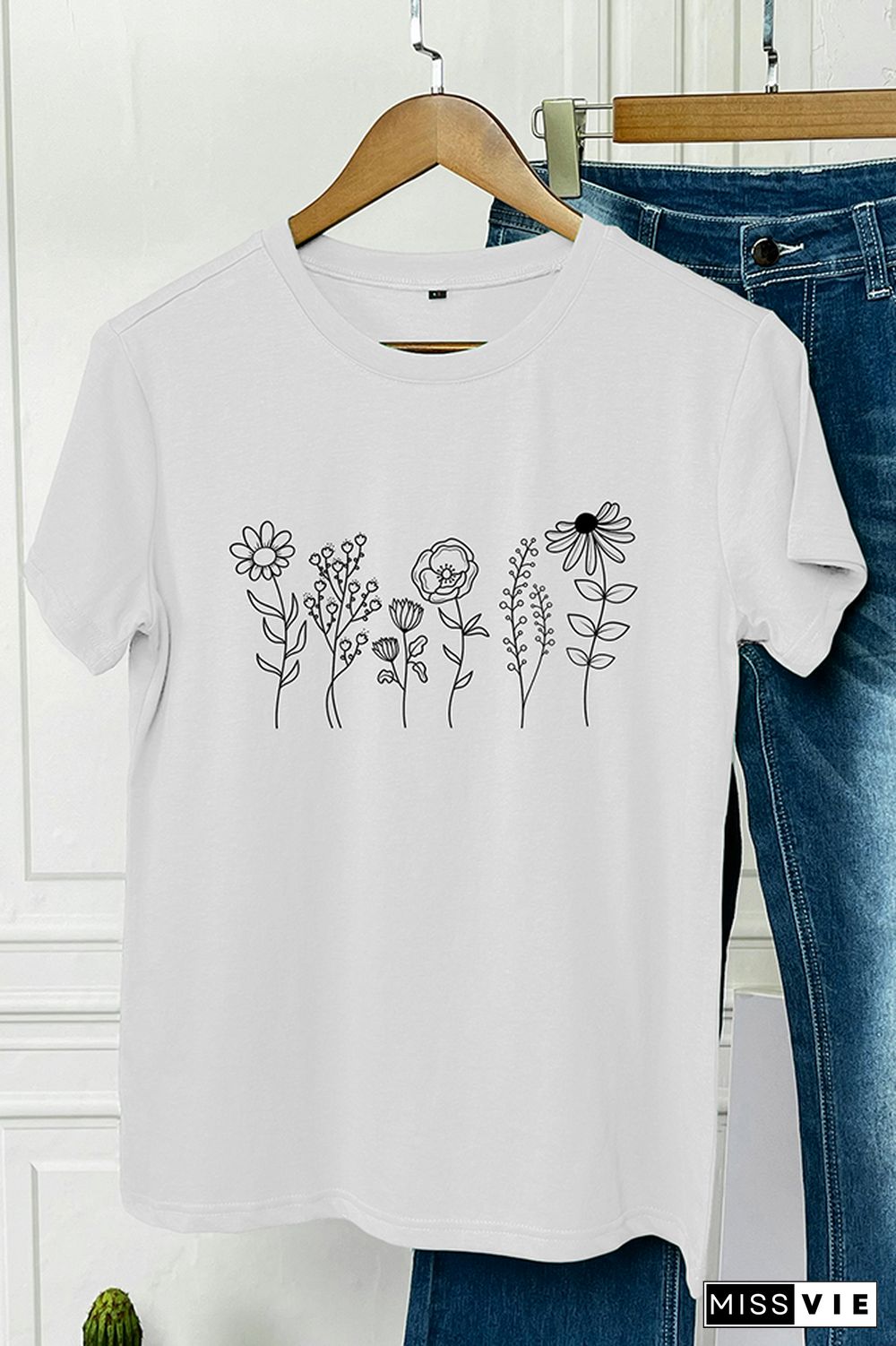 Wildflowers Print Graphic Tee Wholesale