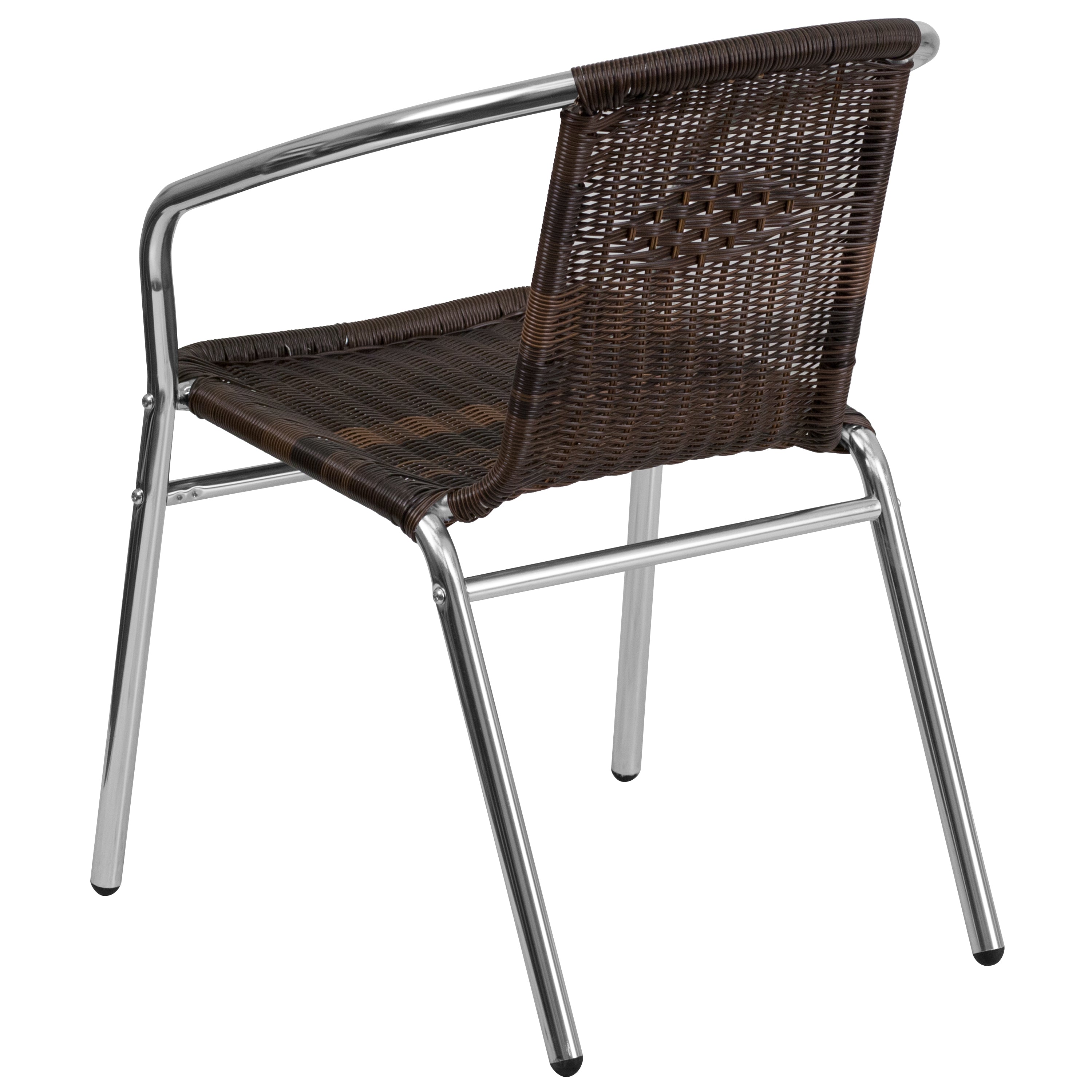 Flash Furniture Commercial Aluminum and Dark Brown Rattan Indoor-Outdoor Restaurant Stack Chair