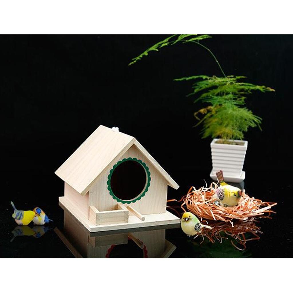 Natural Wooden Birdhouse， Small ing Birdhouse Outdoor， Garden Patio Decorative Bird House for Sparrow Hummingbird Finch Wren Swallows - Green