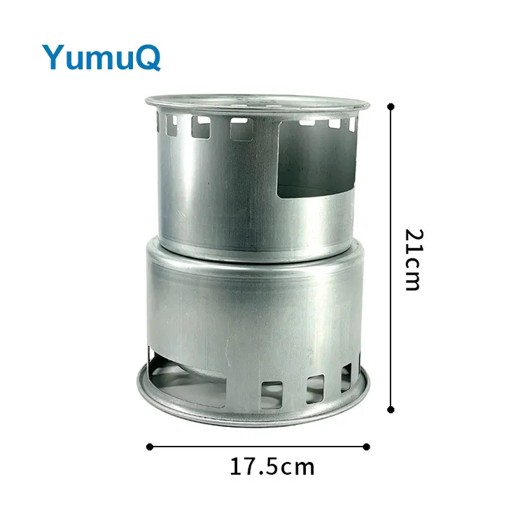 YumuQ 21cm Lightweight Stainless Steel Portable Foldable Wood Burning Camping Stove For Outdoor Hiking