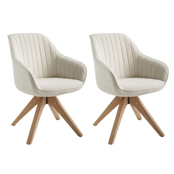 Art Leon Swivel Dining Chairs with Wood Legs (Set of 2)