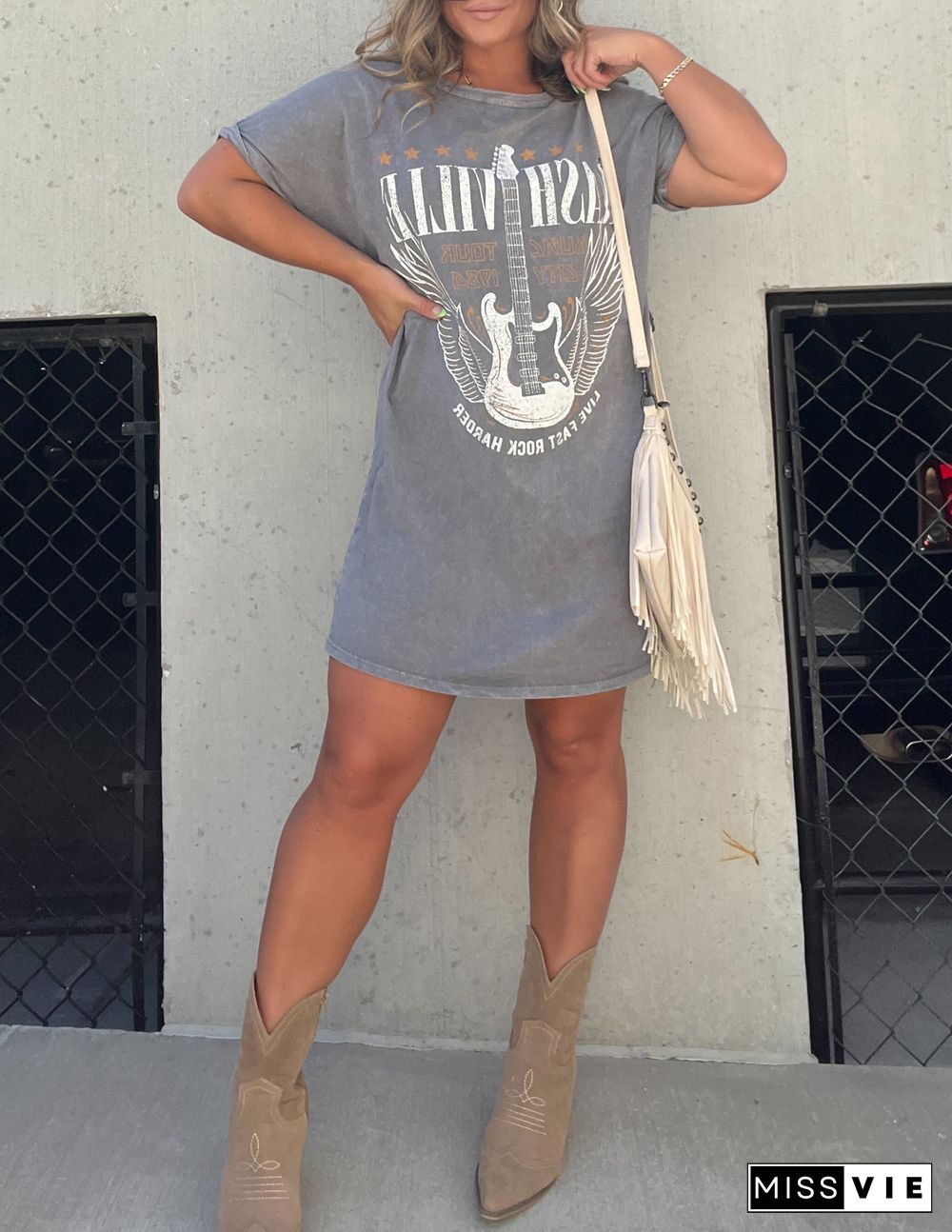 Nashville Mineral Washed Graphic Tee Dress