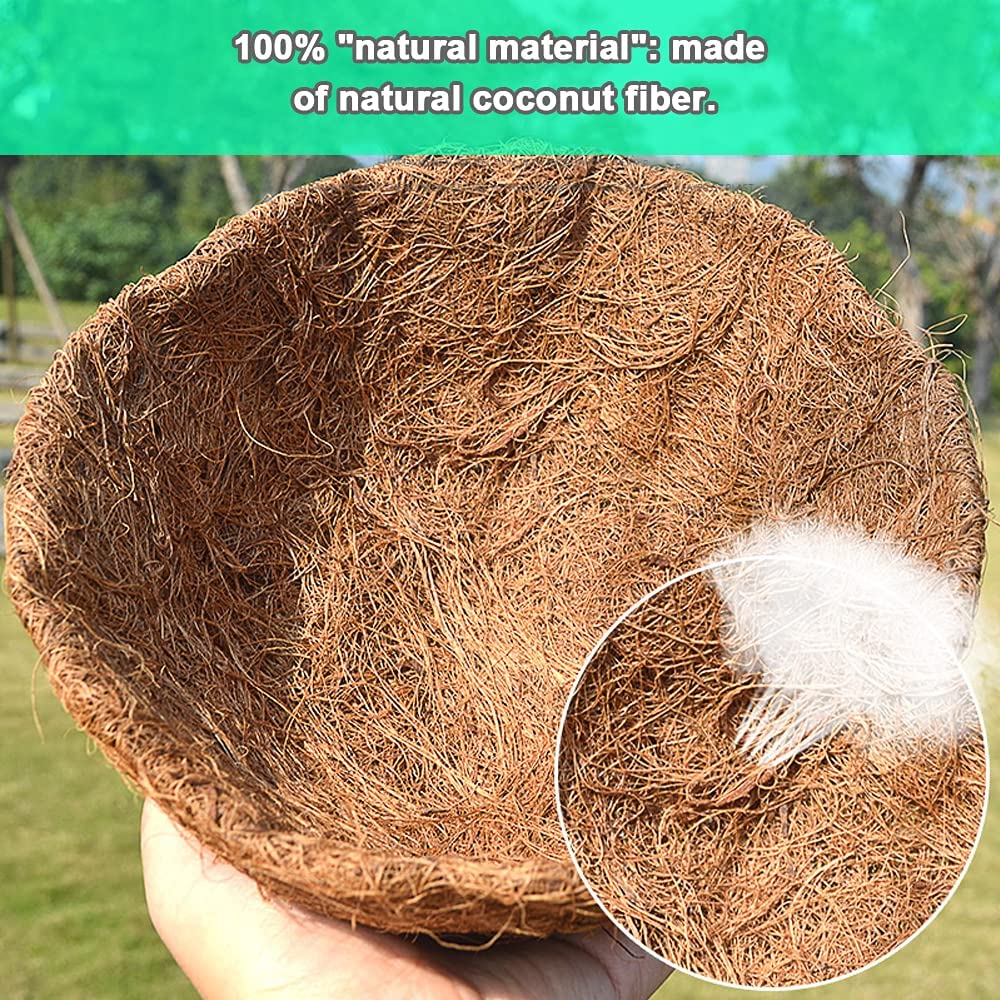 EROCK 2pcs 8" Round Coco Coir Liners Replacement for Hanging Basket, 100% Natural Pre-Formed Coconut Fiber Planter Liners for Garden Flower Vegetables Pot/Wall Hanging Baskets/Fence Flower Baskets