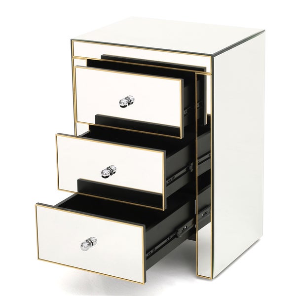 Segundo Three-Drawer Mirrored End Table by Christopher Knight Home