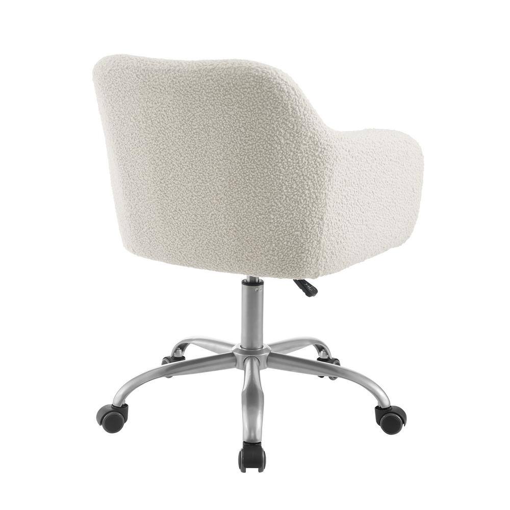 Linon Home Decor Barnes Cream Sherpa Upholstered 17 in. - 21 in. Adjustable Height Office Chair THD02669