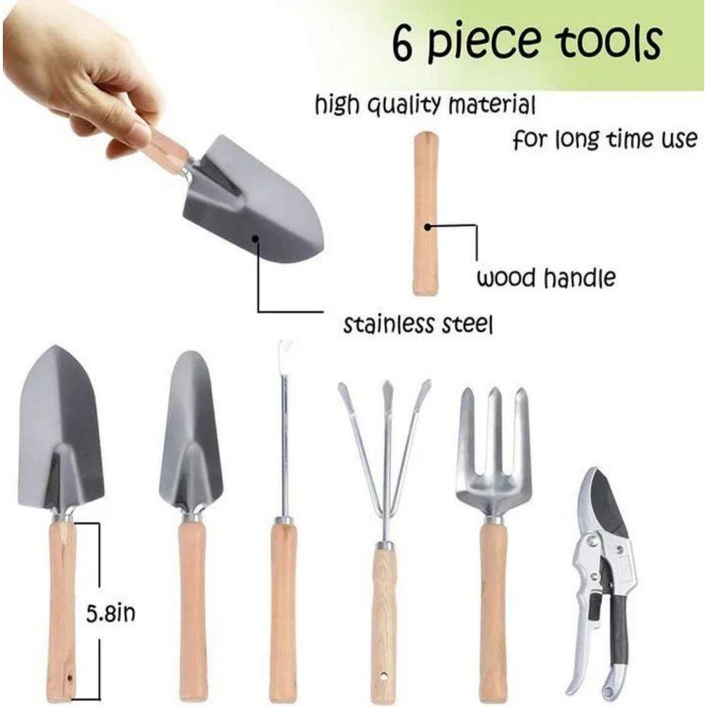 maocao hoom 9-Piece Garden Tools Set Ergonomic Wooden Handle Sturdy Stool with Detachable Tool Kit DJ-C-W104147773