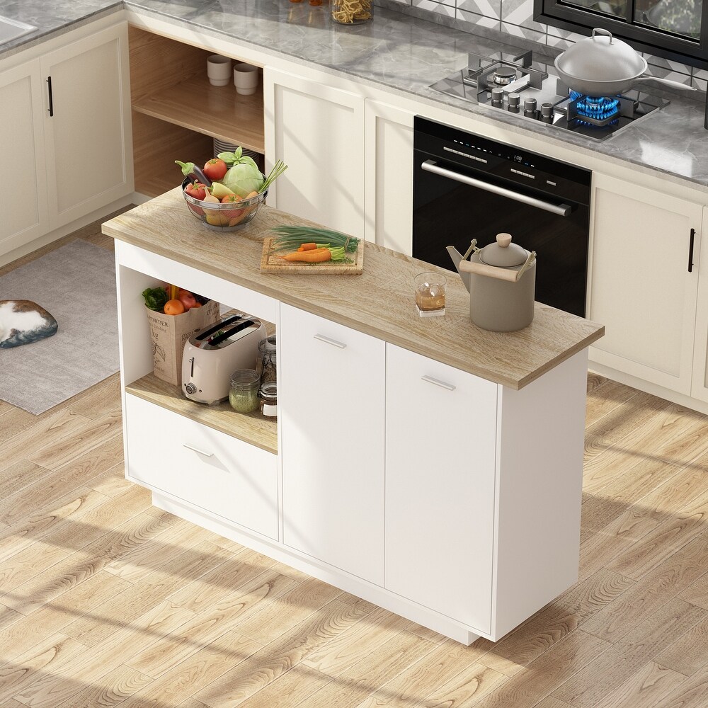 Kitchen Island with Storage Kitchen Cart Extendable Bar Table Dining   59.1\