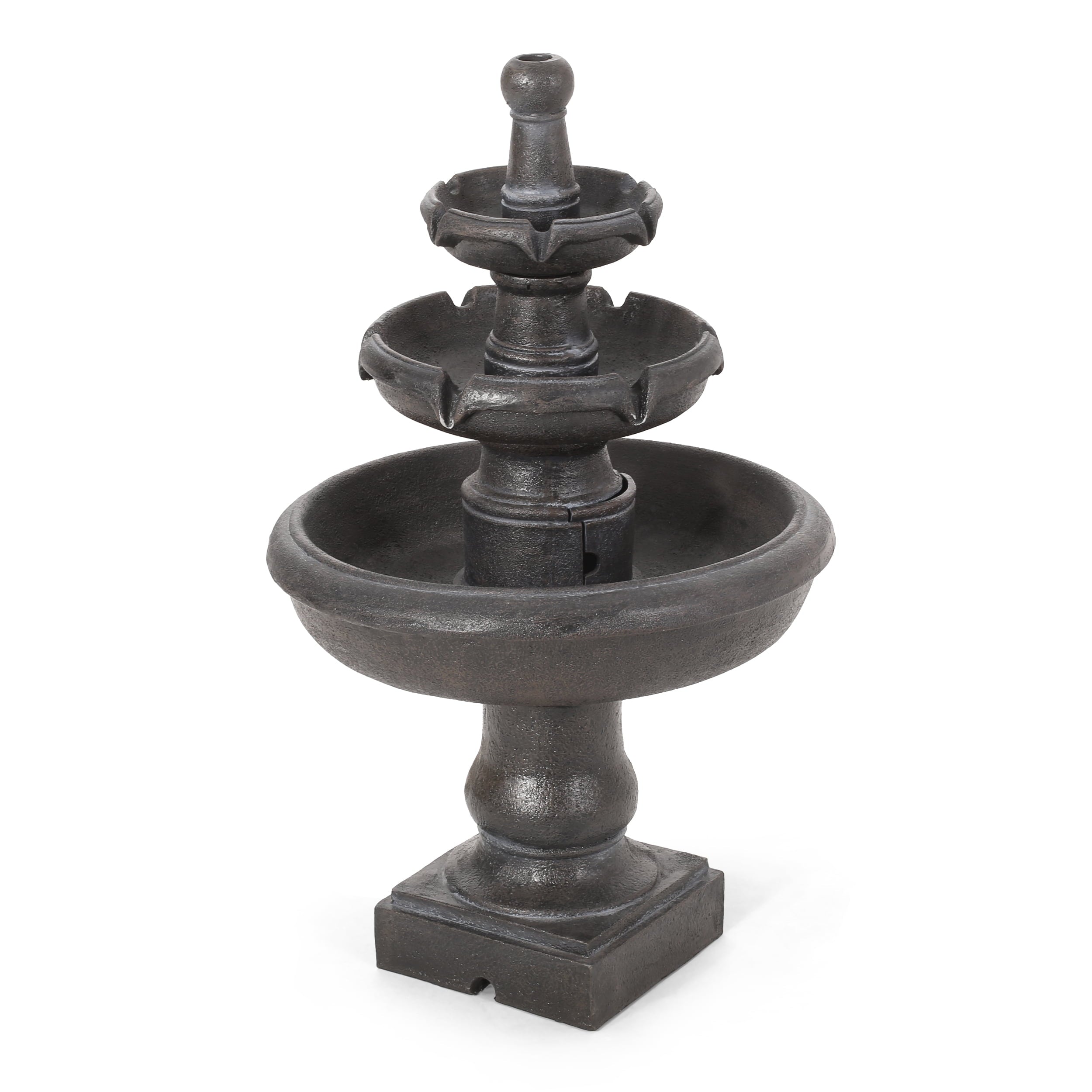 Irwington Outdoor 3-Tier Fountain， Dark Gray