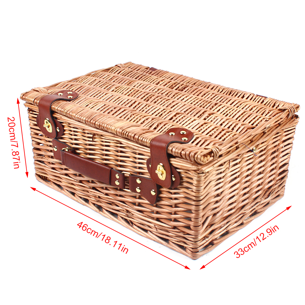 Miumaeov Wicker Picnic Basket Sets for 4 Persons with Insulation Layer Portable Brown