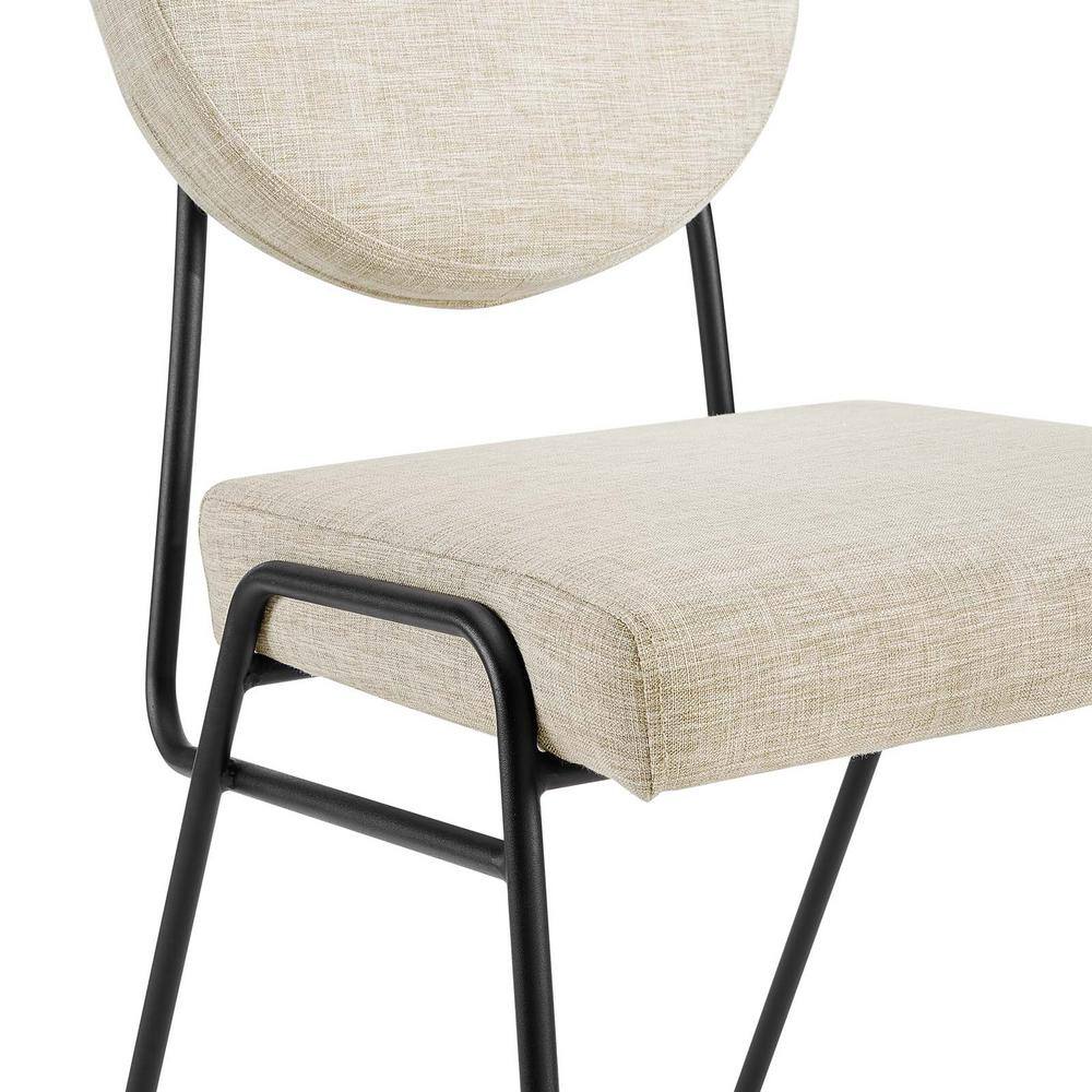 MODWAY Craft Upholstered Fabric Dining Side Chairs - Set of 2 in Black Beige EEI-6582-BLK-BEI