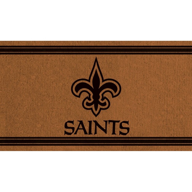 Evergreen New Orleans Saints Logo Turf Mat Brown 28 X 16 Inches Indoor Outdoor Doormat