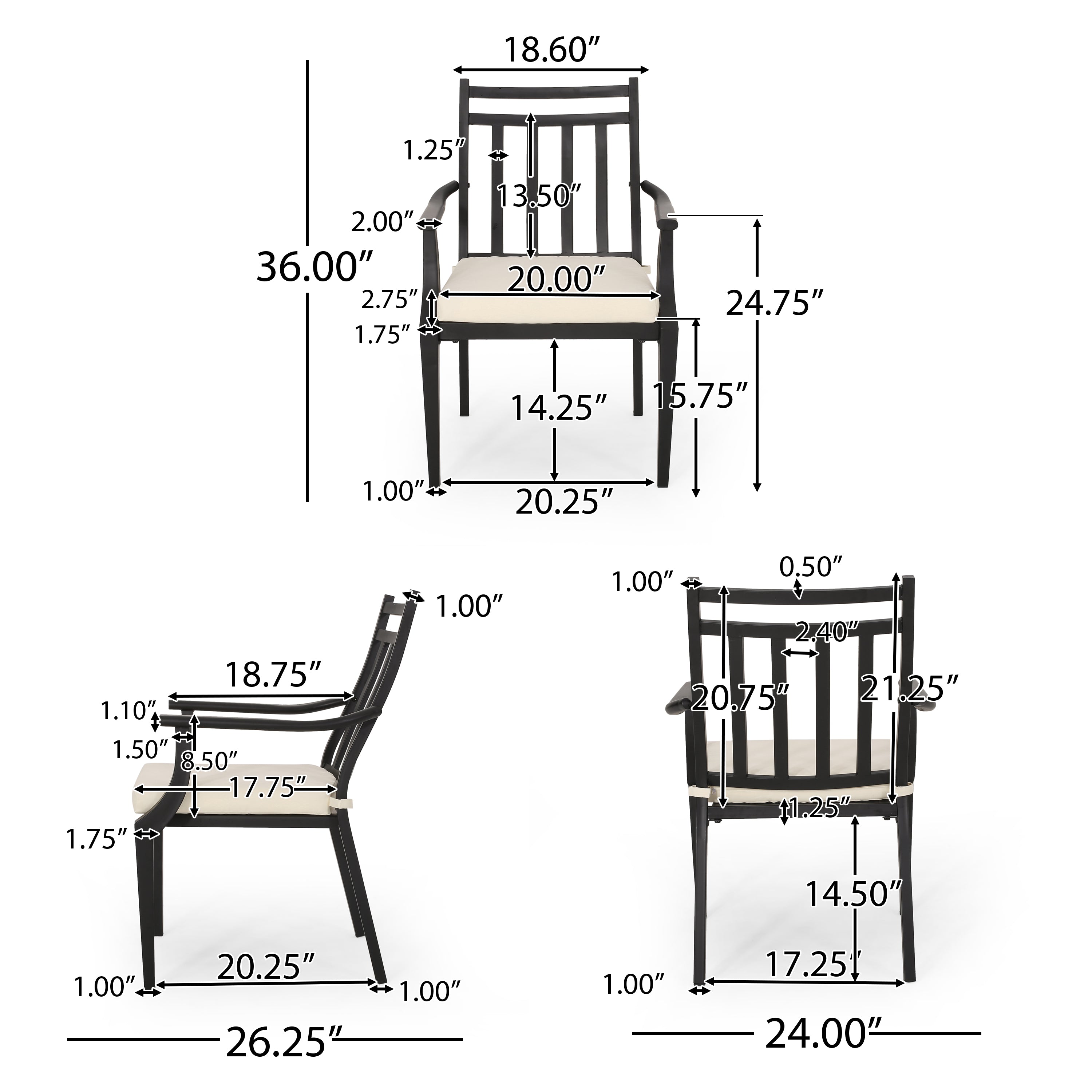 Olive Outdoor 5 Piece Dining Set with Light Weight Concrete Table