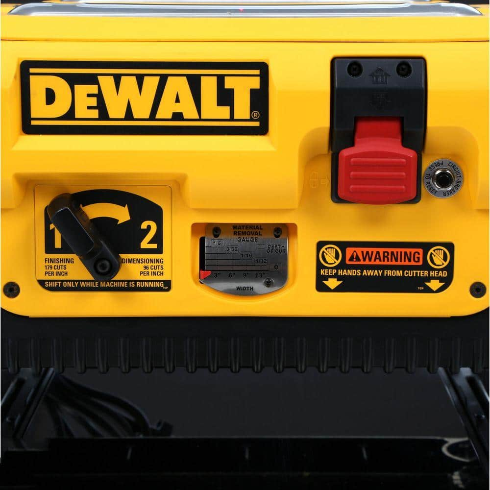 DEWALT 15 Amp Corded 13 in. Heavy-Duty 2-Speed Thickness Planer with (3) Knives, In Feed Table and Out Feed Table DW735X