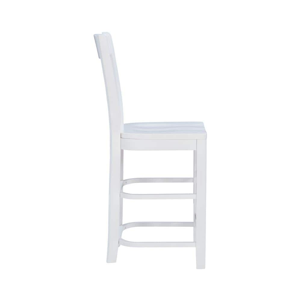 Linon Home Decor Dorothy 40.5 in. White Wood Back Bar Stool with 24 in. High Wood Seat (Set of 2) THDAC3765